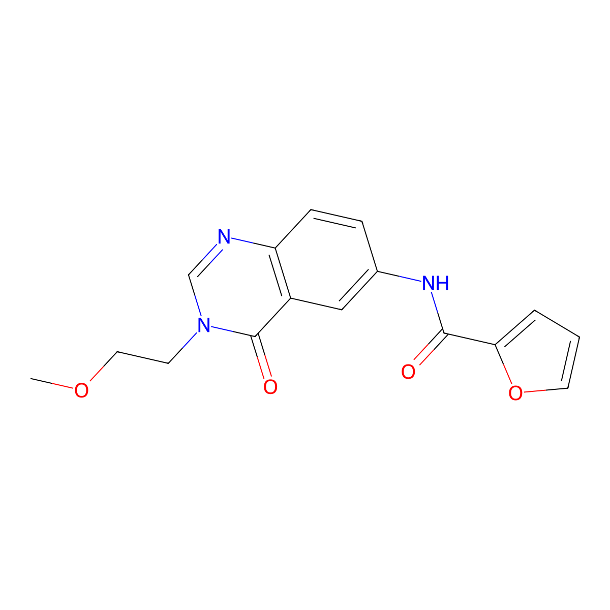 N-[3-(2-methoxyethyl)-4-oxo-3,4-dihydroquinazolin-6-yl]furan-2-carboxamide molecular structure, CAS 1574365-48-2
