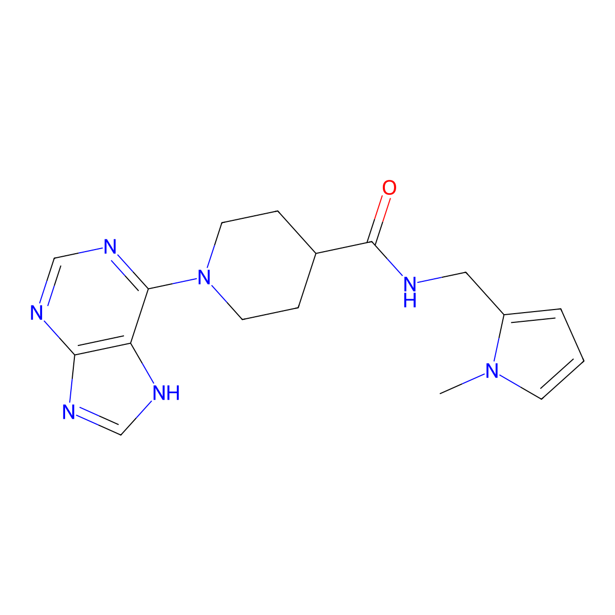 N-[(1-methyl-1H-pyrrol-2-yl)methyl]-1-(9H-purin-6-yl)piperidine-4-carboxamide molecular structure, CAS 1574365-83-5
