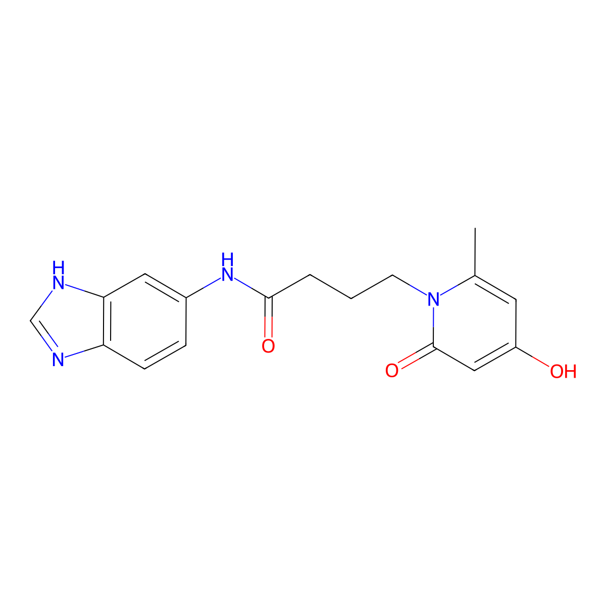 N-(1H-benzimidazol-6-yl)-4-(4-hydroxy-6-methyl-2-oxopyridin-1(2H)-yl)butanamide molecular structure, CAS 1574365-85-7