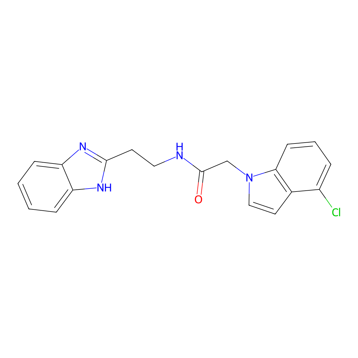 N-[2-(1H-1,3-benzimidazol-2-yl)ethyl]-2-(4-chloro-1H-indol-1-yl)acetamide molecular structure, CAS 1574365-92-6
