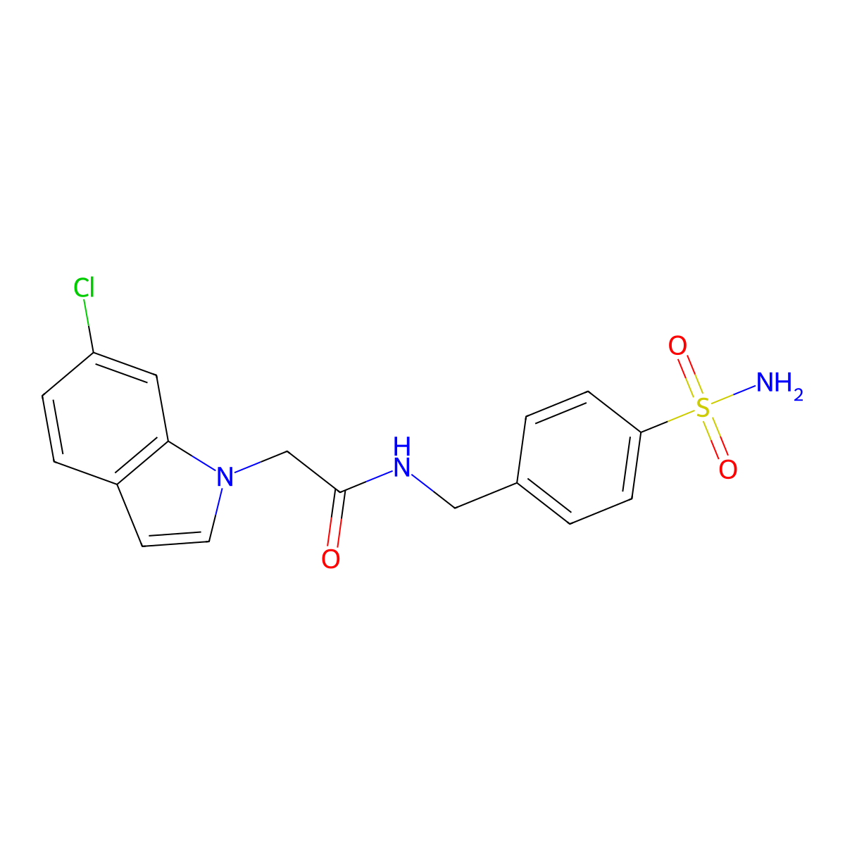 2-(6-chloro-1H-indol-1-yl)-N-(4-sulfamoylbenzyl)acetamide molecular structure, CAS 1574366-08-7