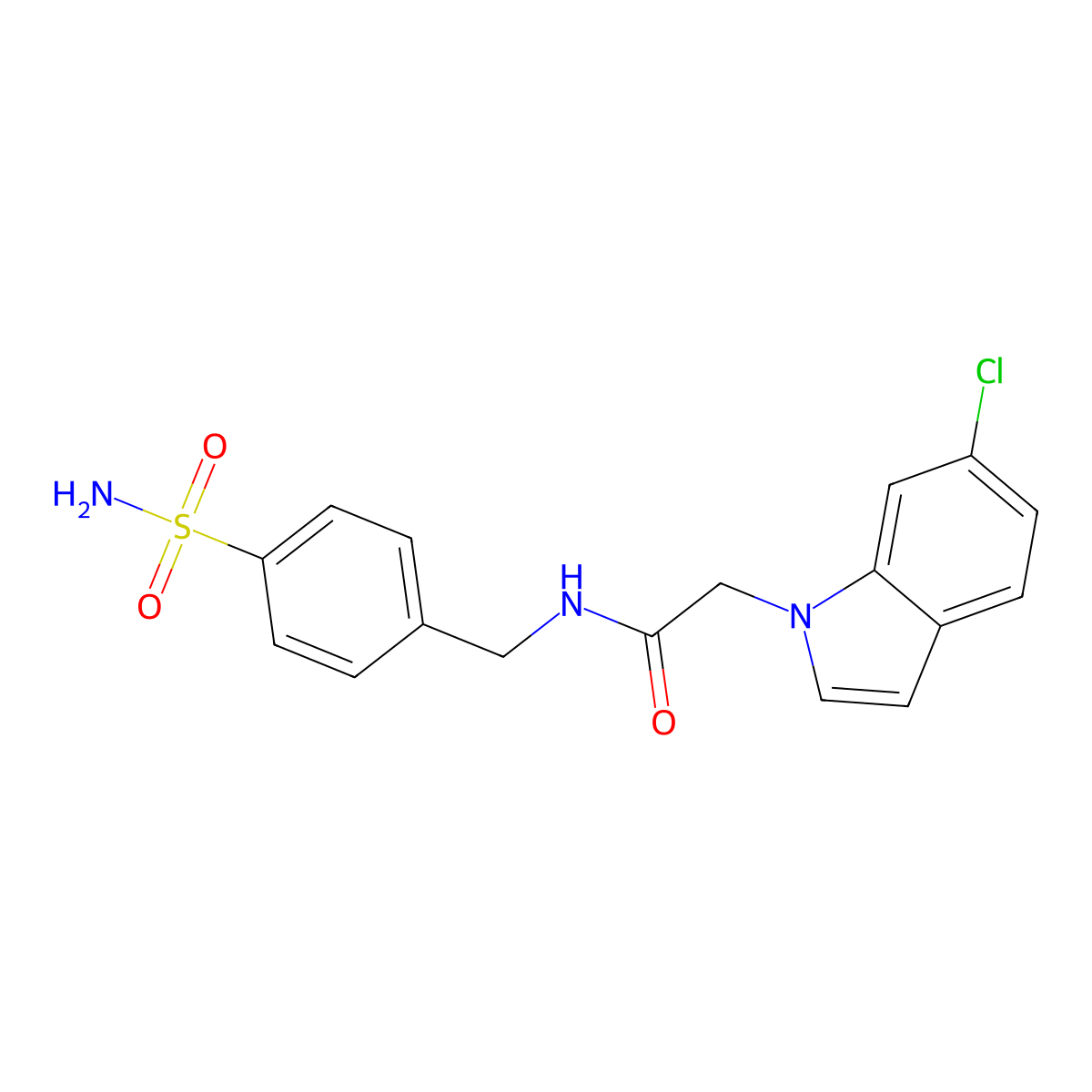 2-(6-chloro-1H-indol-1-yl)-N-(4-sulfamoylbenzyl)acetamide molecular structure, CAS 1574366-08-7