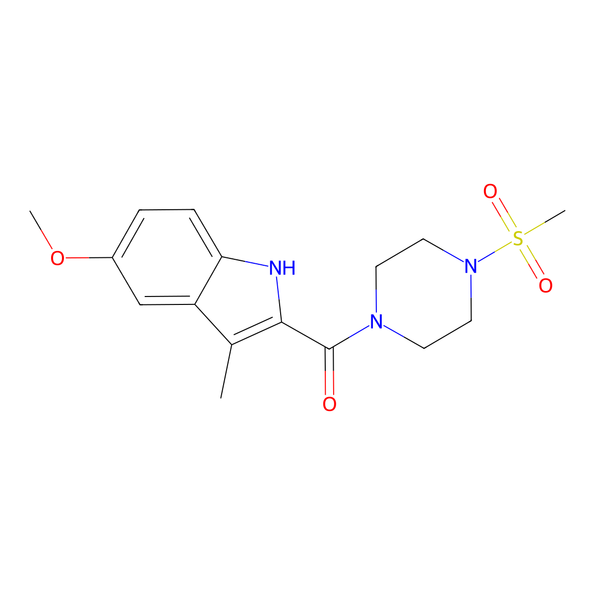 (5-methoxy-3-methyl-1H-indol-2-yl)[4-(methylsulfonyl)piperazin-1-yl]methanone molecular structure, CAS 1574366-21-4