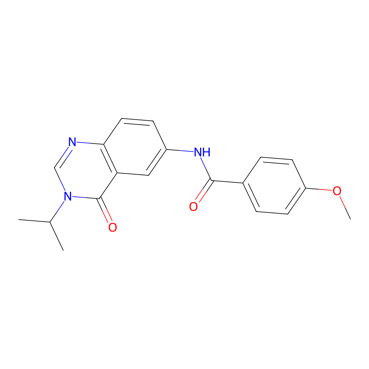 4-methoxy-N-[4-oxo-3-(propan-2-yl)-3,4-dihydroquinazolin-6-yl]benzamide molecular structure, CAS 1574366-39-4
