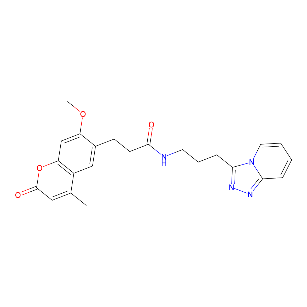 3-(7-methoxy-4-methyl-2-oxo-2H-chromen-6-yl)-N-(3-[1,2,4]triazolo[4,3-a]pyridin-3-ylpropyl)propanamide molecular structure, CAS 1574366-44-1