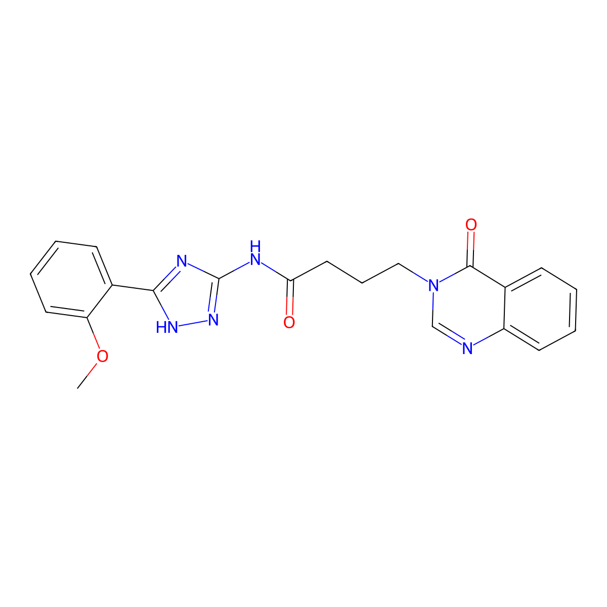 N-[3-(2-methoxyphenyl)-1H-1,2,4-triazol-5-yl]-4-(4-oxoquinazolin-3(4H)-yl)butanamide molecular structure, CAS 1574366-66-7