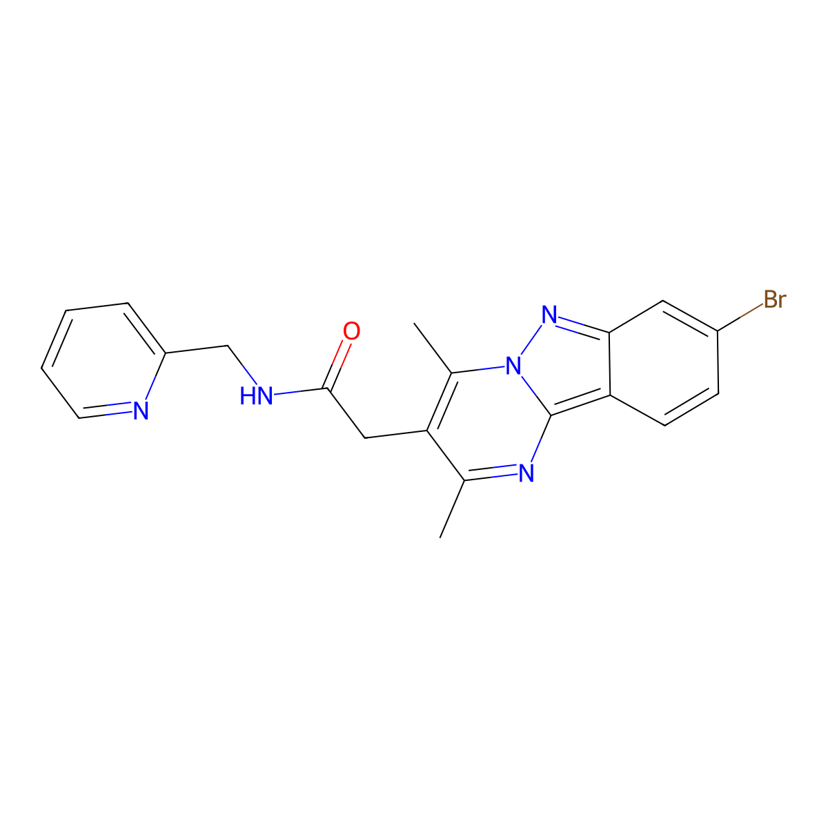 2-(8-bromo-2,4-dimethylpyrimido[1,2-b]indazol-3-yl)-N-(2-pyridylmethyl)acetamide molecular structure, CAS 1574366-73-6