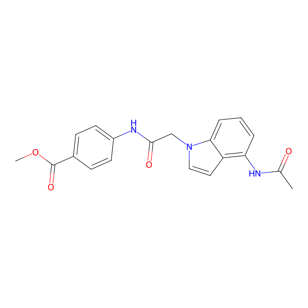 methyl 4-({[4-(acetylamino)-1H-indol-1-yl]acetyl}amino)benzoate molecular structure, CAS 1574376-74-1