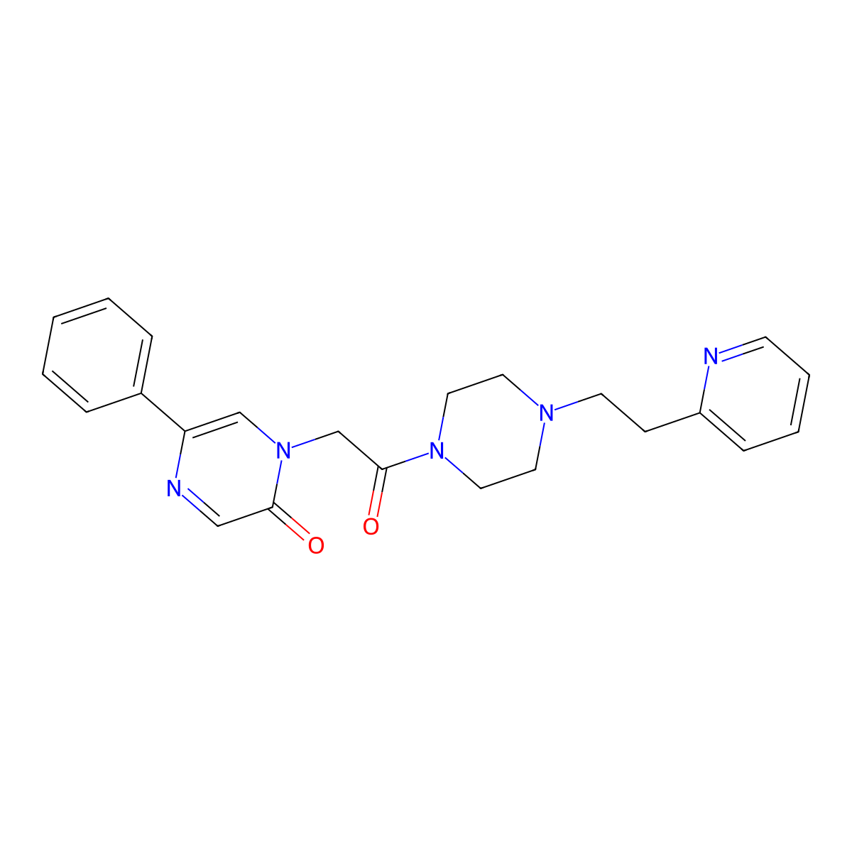 1-(2-oxo-2-{4-[2-(2-pyridyl)ethyl]piperazino}ethyl)-5-phenyl-2(1H)-pyrazinone molecular structure, CAS 1574376-93-4