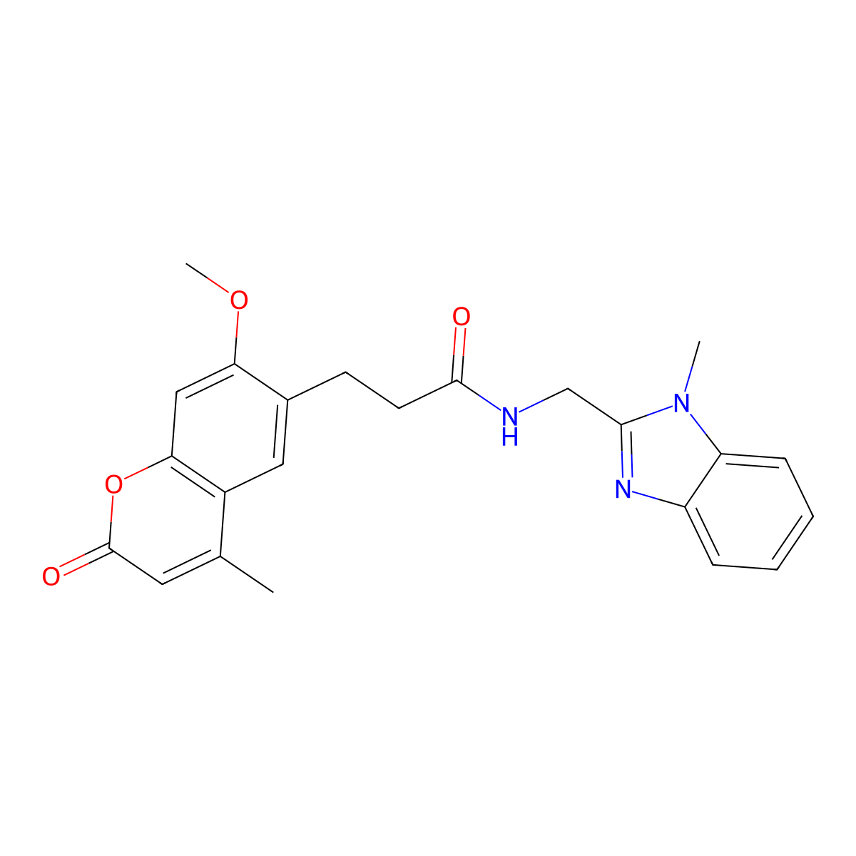 3-(7-methoxy-4-methyl-2-oxo-2H-chromen-6-yl)-N-[(1-methyl-1H-benzimidazol-2-yl)methyl]propanamide molecular structure, CAS 1574376-97-8