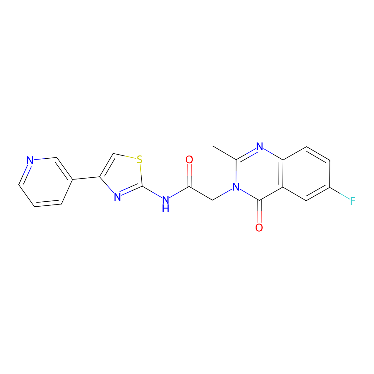 2-(6-fluoro-2-methyl-4-oxoquinazolin-3(4H)-yl)-N-[4-(pyridin-3-yl)-1,3-thiazol-2-yl]acetamide molecular structure, CAS 1574377-19-7