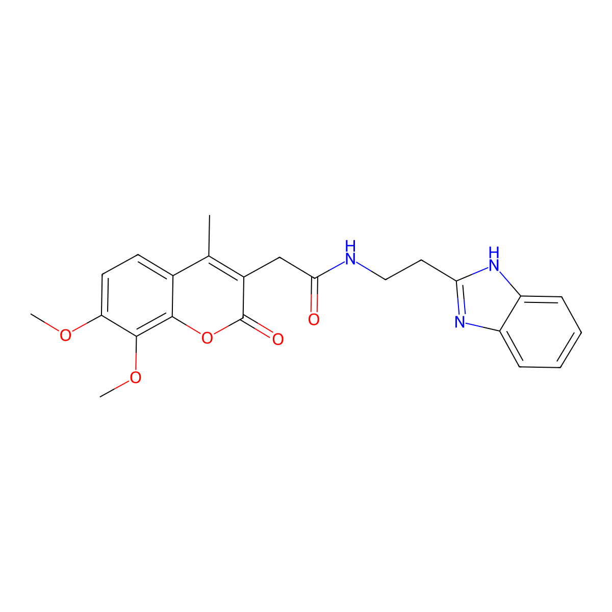 N-[2-(1H-benzimidazol-2-yl)ethyl]-2-(7,8-dimethoxy-4-methyl-2-oxo-2H-chromen-3-yl)acetamide molecular structure, CAS 1574377-25-5