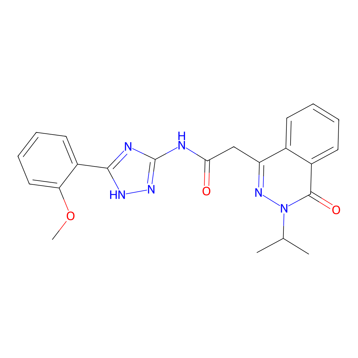 N-[3-(2-methoxyphenyl)-1H-1,2,4-triazol-5-yl]-2-[4-oxo-3-(propan-2-yl)-3,4-dihydrophthalazin-1-yl]acetamide molecular structure, CAS 1574377-52-8