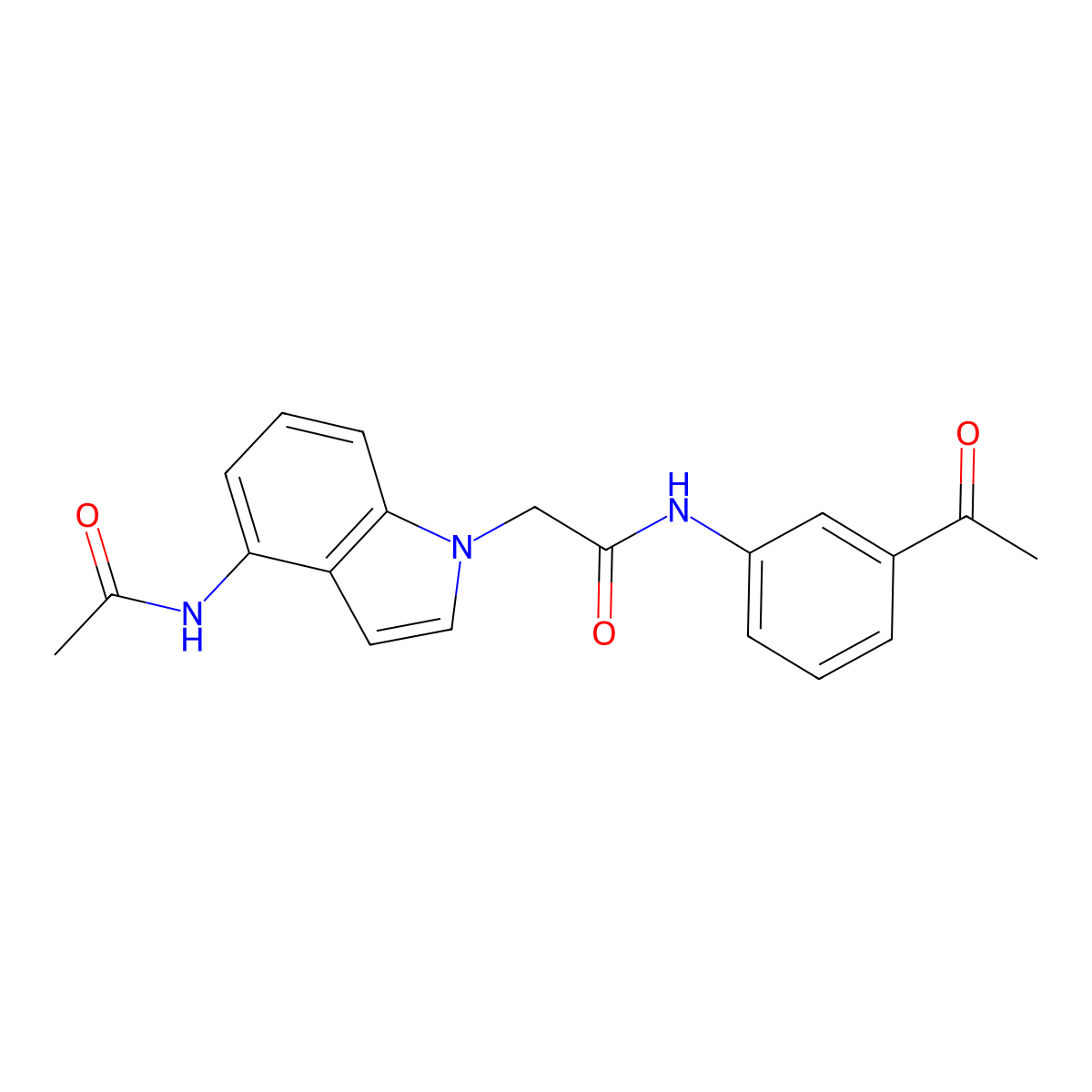2-[4-(acetylamino)-1H-indol-1-yl]-N-(3-acetylphenyl)acetamide molecular structure, CAS 1574377-58-4