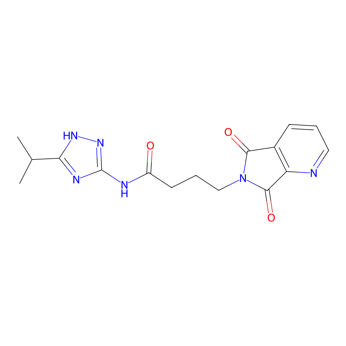 4-(5,7-dioxo-5,7-dihydro-6H-pyrrolo[3,4-b]pyridin-6-yl)-N-[3-(propan-2-yl)-1H-1,2,4-triazol-5-yl]butanamide molecular structure, CAS 1574377-61-9