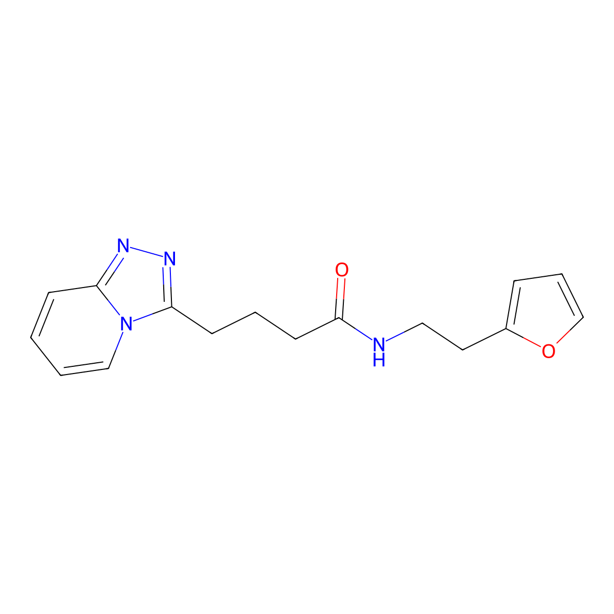 N-[2-(furan-2-yl)ethyl]-4-([1,2,4]triazolo[4,3-a]pyridin-3-yl)butanamide molecular structure, CAS 1574377-86-8