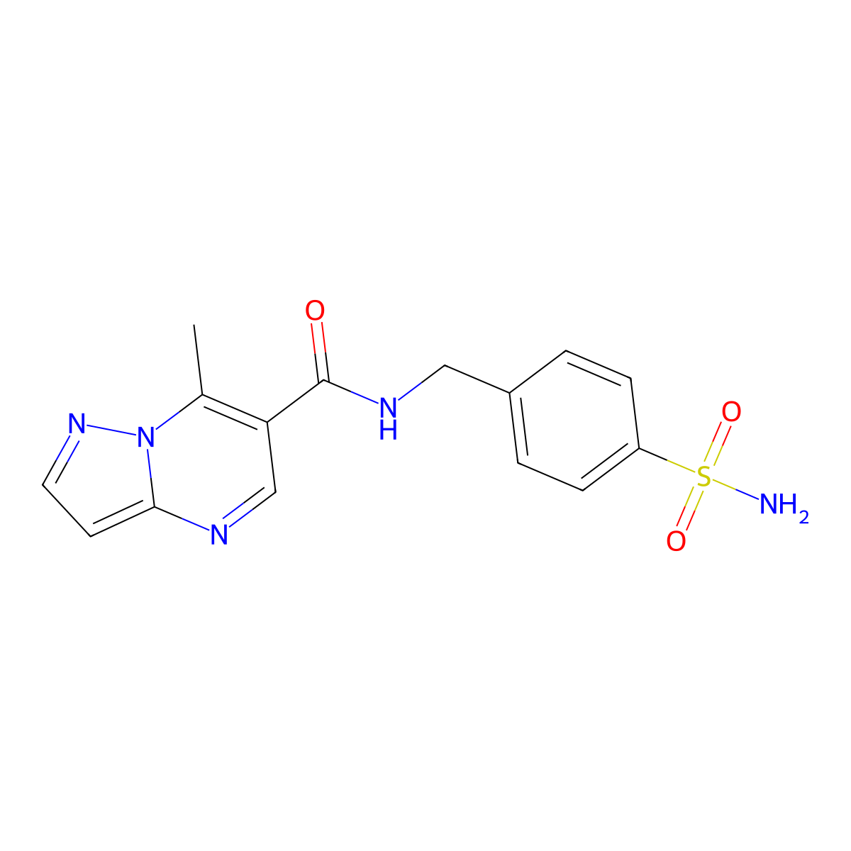 7-methyl-N-(4-sulfamoylbenzyl)pyrazolo[1,5-a]pyrimidine-6-carboxamide molecular structure, CAS 1574378-23-6
