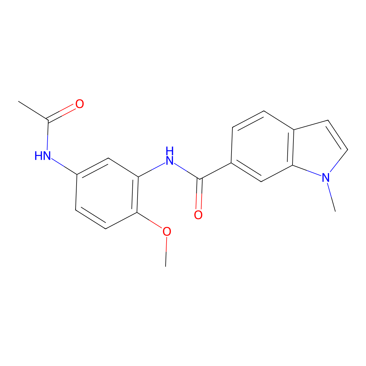 N-[5-(acetylamino)-2-methoxyphenyl]-1-methyl-1H-indole-6-carboxamide molecular structure, CAS 1574378-59-8