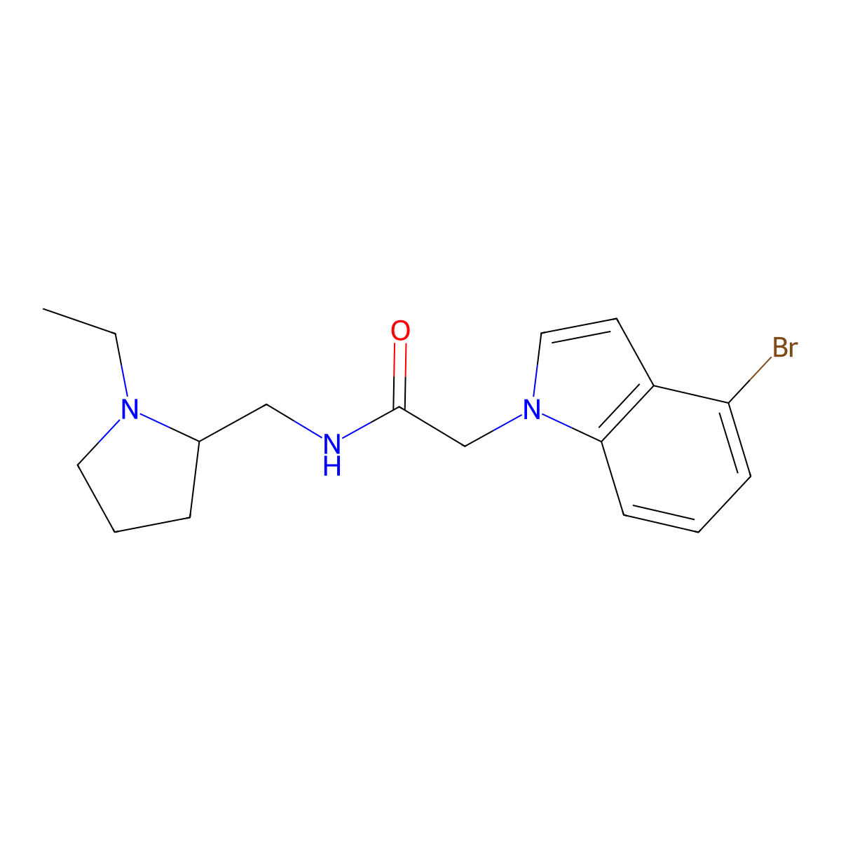 2-(4-bromo-1H-indol-1-yl)-N-[(1-ethylpyrrolidin-2-yl)methyl]acetamide molecular structure, CAS 1574378-70-3