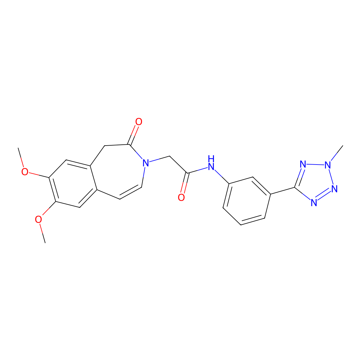 2-(7,8-dimethoxy-2-oxo-1,2-dihydro-3H-3-benzazepin-3-yl)-N-[3-(2-methyl-2H-tetrazol-5-yl)phenyl]acetamide molecular structure, CAS 1574379-03-5