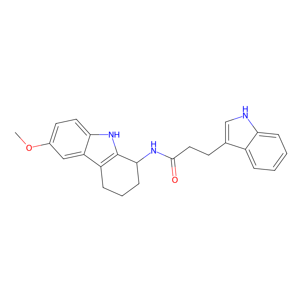 3-(1H-indol-3-yl)-N-(6-methoxy-2,3,4,9-tetrahydro-1H-carbazol-1-yl)propanamide molecular structure, CAS 1574379-04-6