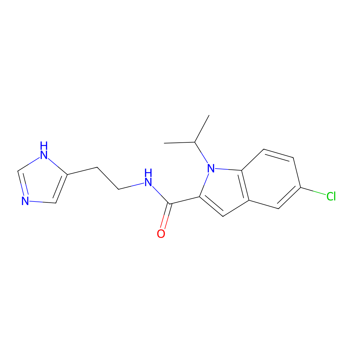 5-chloro-N-[2-(1H-imidazol-4-yl)ethyl]-1-(propan-2-yl)-1H-indole-2-carboxamide molecular structure, CAS 1574379-29-5