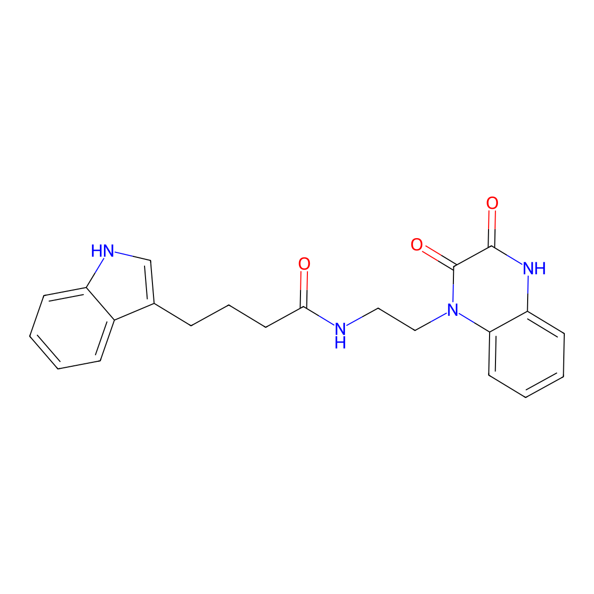 N-(2-(3-hydroxy-2-oxoquinoxalin-1(2H)-yl)ethyl)-4-(1H-indol-3-yl)butanamide molecular structure, CAS 1574379-32-0