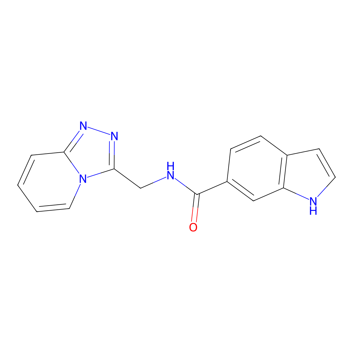 N-([1,2,4]triazolo[4,3-a]pyridin-3-ylmethyl)-1H-indole-6-carboxamide molecular structure, CAS 1574379-38-6