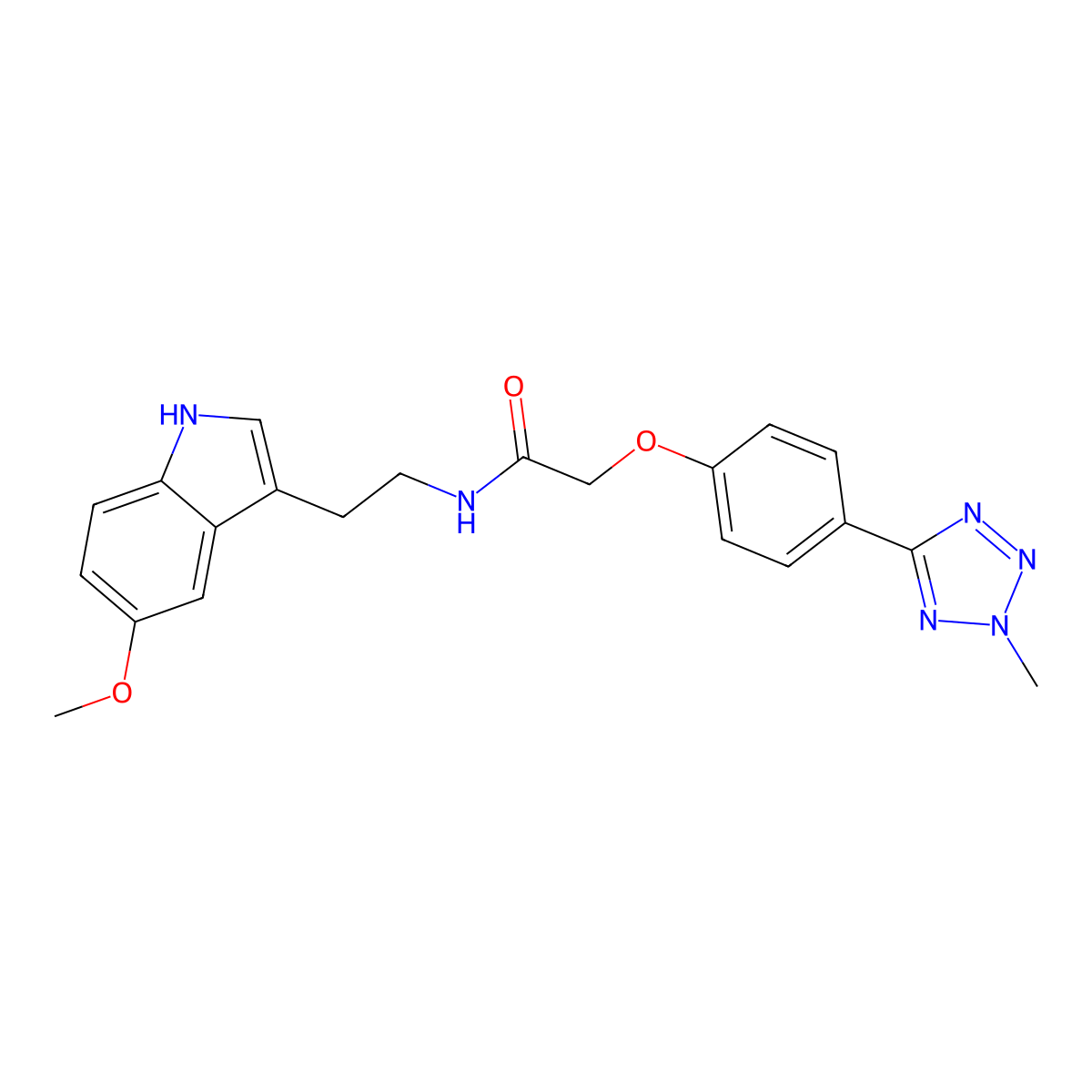 N-[2-(5-methoxy-1H-indol-3-yl)ethyl]-2-[4-(2-methyl-2H-tetrazol-5-yl)phenoxy]acetamide molecular structure, CAS 1574379-39-7