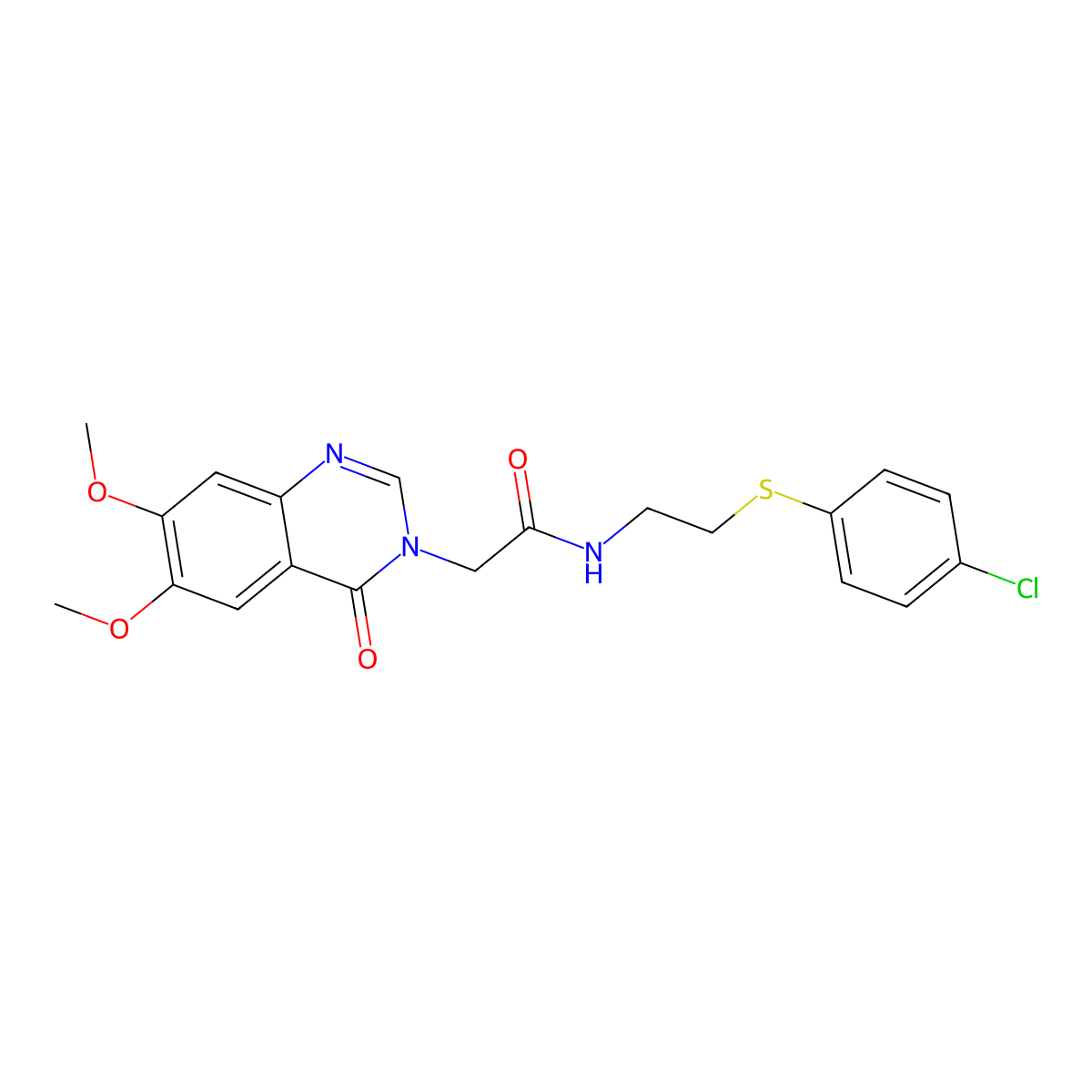 N-{2-[(4-chlorophenyl)sulfanyl]ethyl}-2-(6,7-dimethoxy-4-oxoquinazolin-3(4H)-yl)acetamide molecular structure, CAS 1574379-48-8