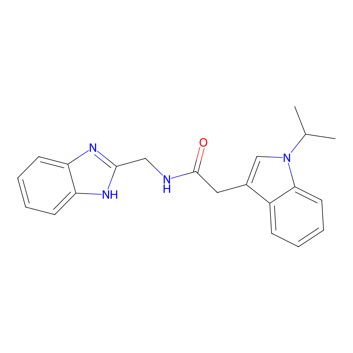 N-(1H-1,3-benzimidazol-2-ylmethyl)-2-(1-isopropyl-1H-indol-3-yl)acetamide molecular structure, CAS 1574379-52-4