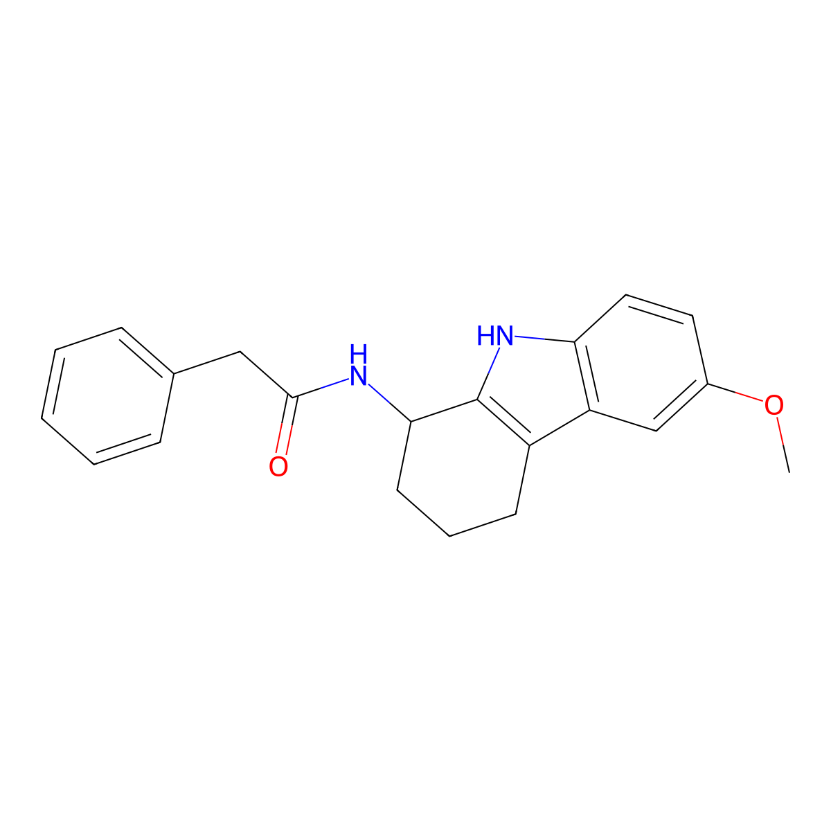 N-(6-methoxy-2,3,4,9-tetrahydro-1H-carbazol-1-yl)-2-phenylacetamide molecular structure, CAS 1574380-41-8
