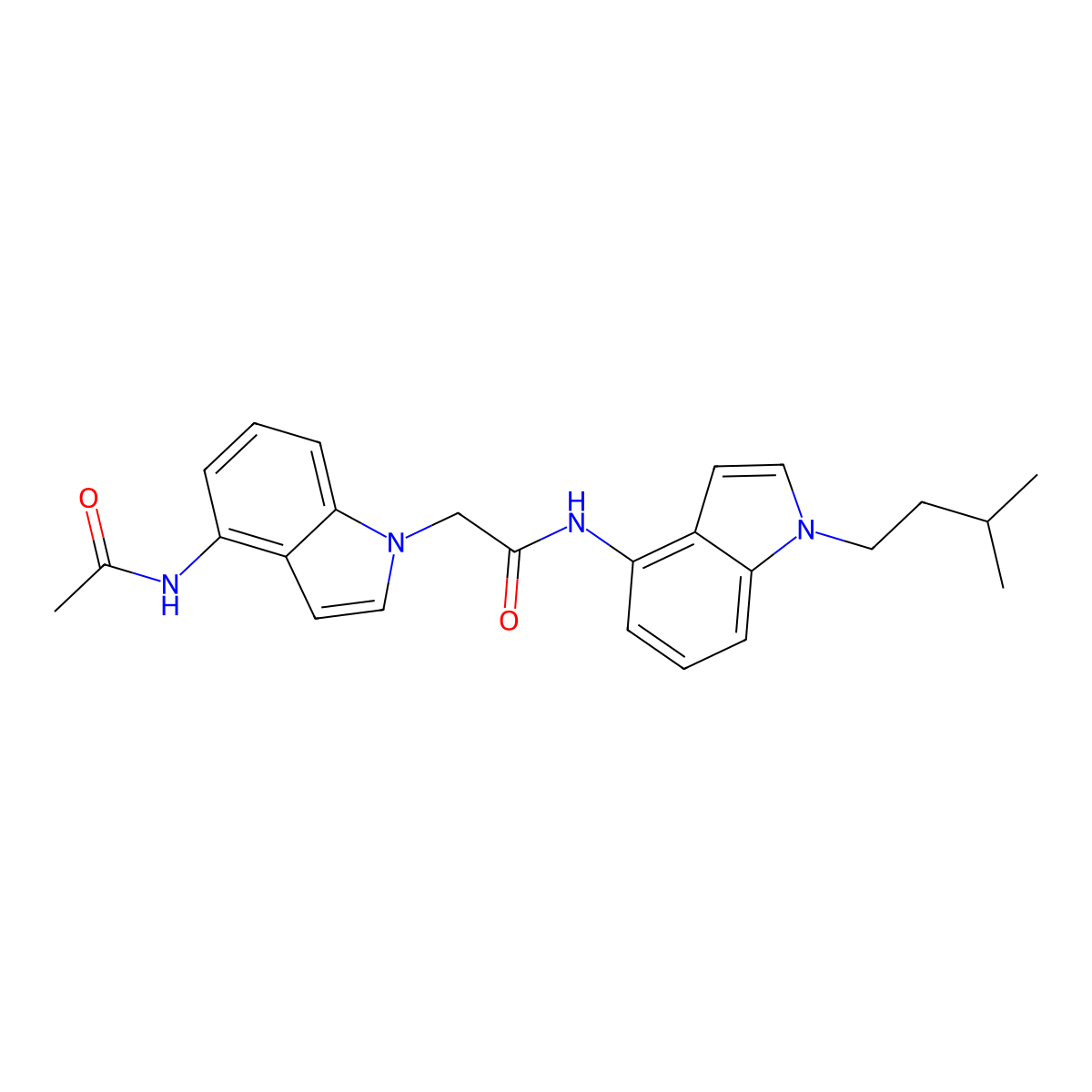 2-[4-(acetylamino)-1H-indol-1-yl]-N-[1-(3-methylbutyl)-1H-indol-4-yl]acetamide molecular structure, CAS 1574390-09-2
