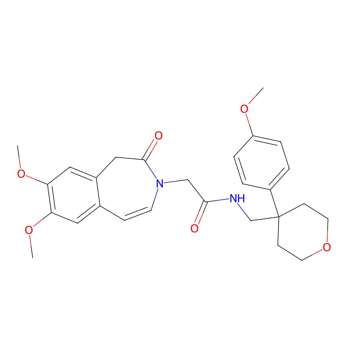 2-(7,8-dimethoxy-2-oxo-1,2-dihydro-3H-3-benzazepin-3-yl)-N-{[4-(4-methoxyphenyl)tetrahydro-2H-pyran-4-yl]methyl}acetamide molecular structure, CAS 1574390-39-8