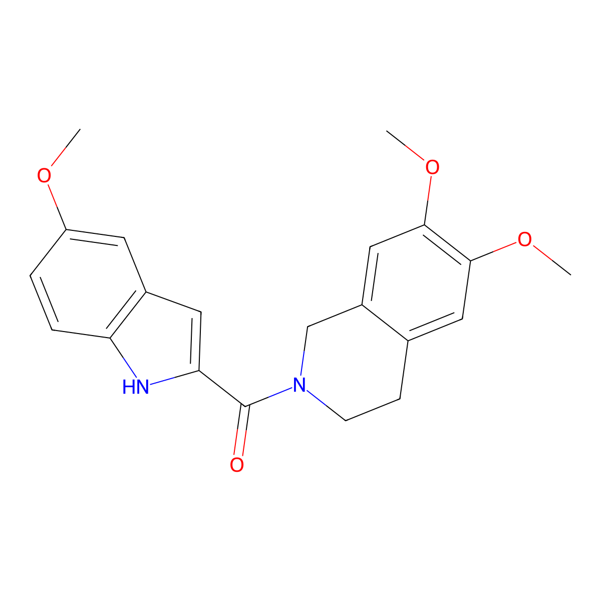 (6,7-dimethoxy-3,4-dihydroisoquinolin-2(1H)-yl)(5-methoxy-1H-indol-2-yl)methanone molecular structure, CAS 1574391-54-0