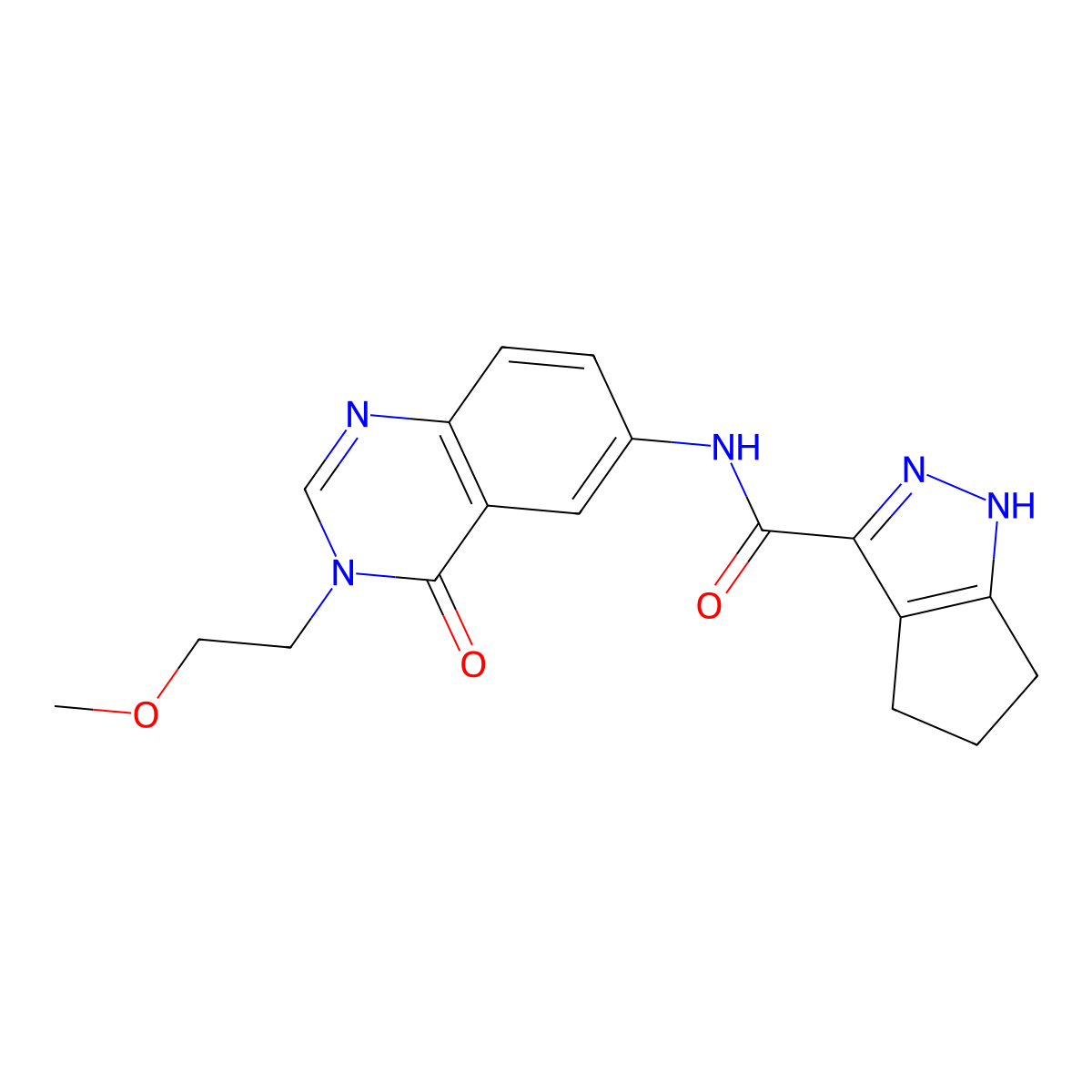 N-[3-(2-methoxyethyl)-4-oxo-3,4-dihydroquinazolin-6-yl]-2,4,5,6-tetrahydrocyclopenta[c]pyrazole-3-carboxamide molecular structure, CAS 1574391-79-9