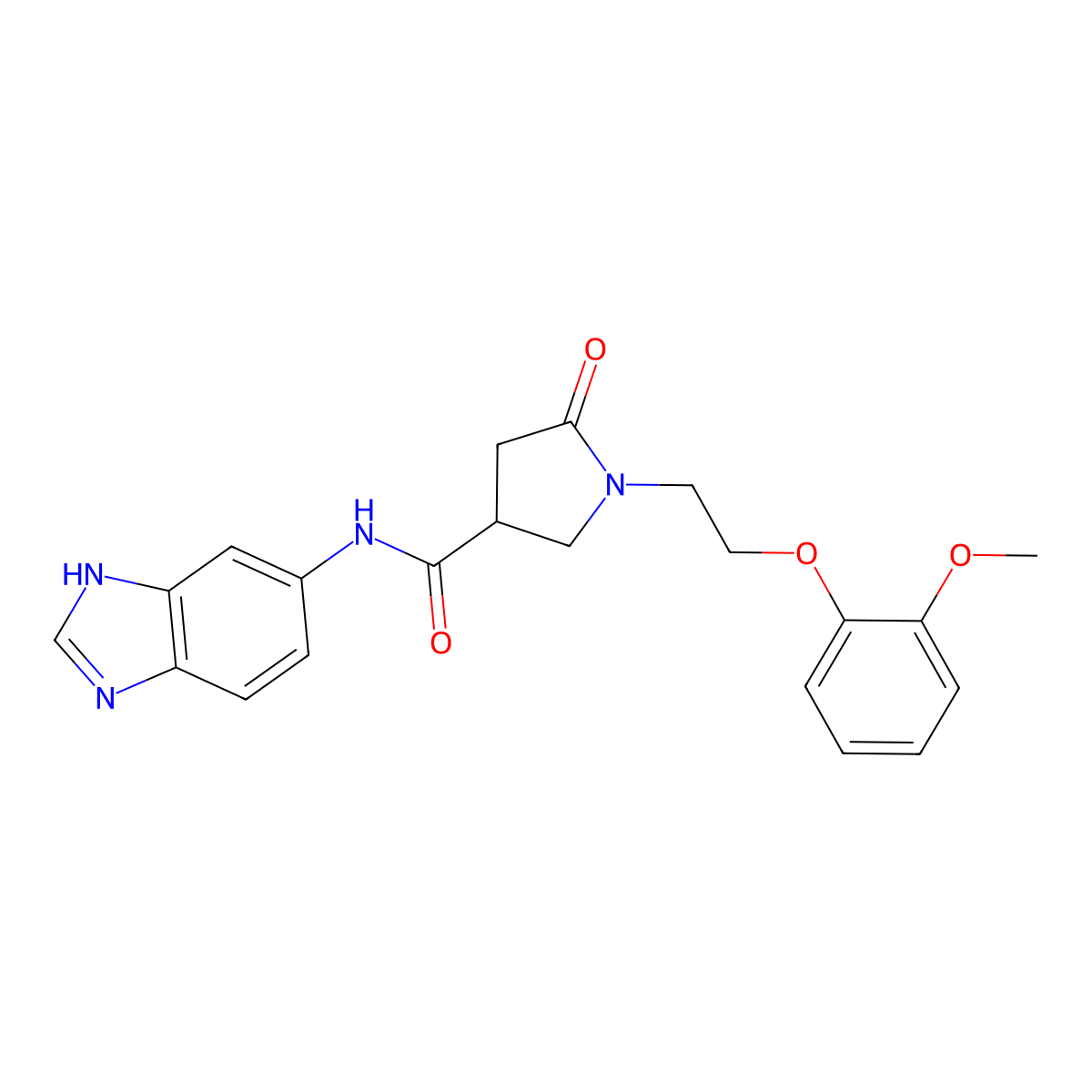 N-(1H-benzimidazol-6-yl)-1-[2-(2-methoxyphenoxy)ethyl]-5-oxopyrrolidine-3-carboxamide molecular structure, CAS 1574391-82-4