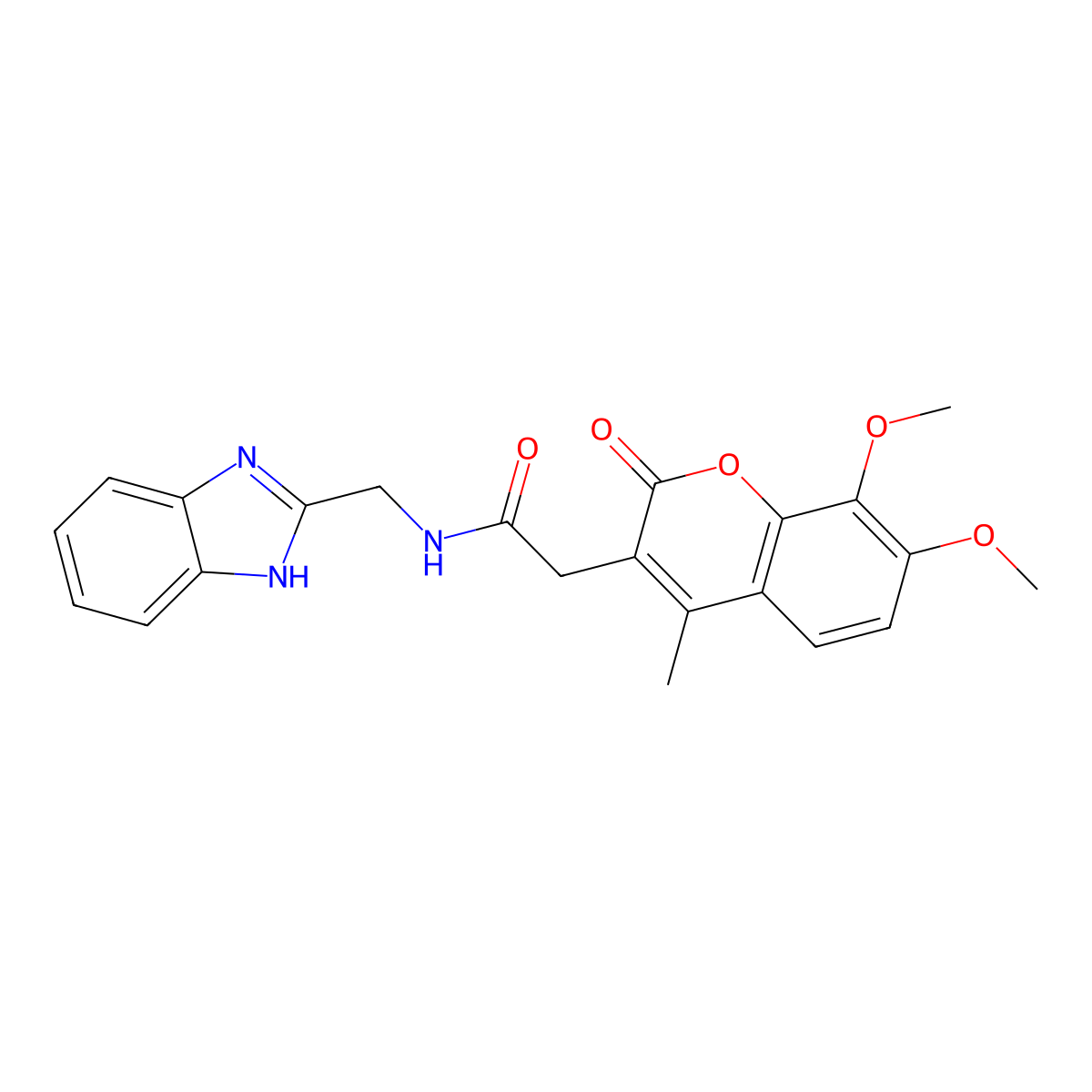 N-(1H-benzimidazol-2-ylmethyl)-2-(7,8-dimethoxy-4-methyl-2-oxo-2H-chromen-3-yl)acetamide molecular structure, CAS 1574392-09-8