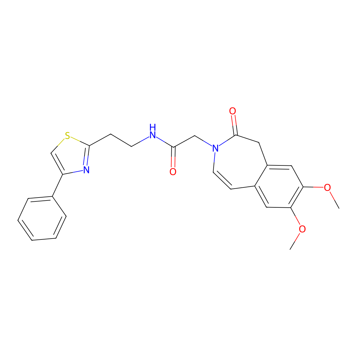 2-(7,8-dimethoxy-2-oxo-1,2-dihydro-3H-3-benzazepin-3-yl)-N-[2-(4-phenyl-1,3-thiazol-2-yl)ethyl]acetamide molecular structure, CAS 1574392-15-6