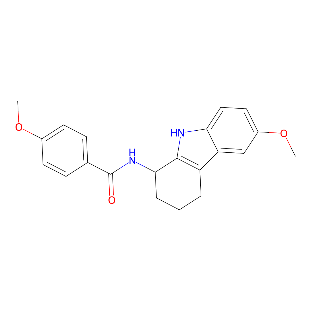 4-methoxy-N-(6-methoxy-2,3,4,9-tetrahydro-1H-carbazol-1-yl)benzamide molecular structure, CAS 1574392-45-2