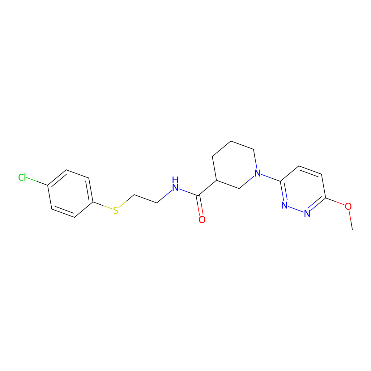 N-{2-[(4-chlorophenyl)sulfanyl]ethyl}-1-(6-methoxy-3-pyridazinyl)-3-piperidinecarboxamide molecular structure, CAS 1574392-46-3