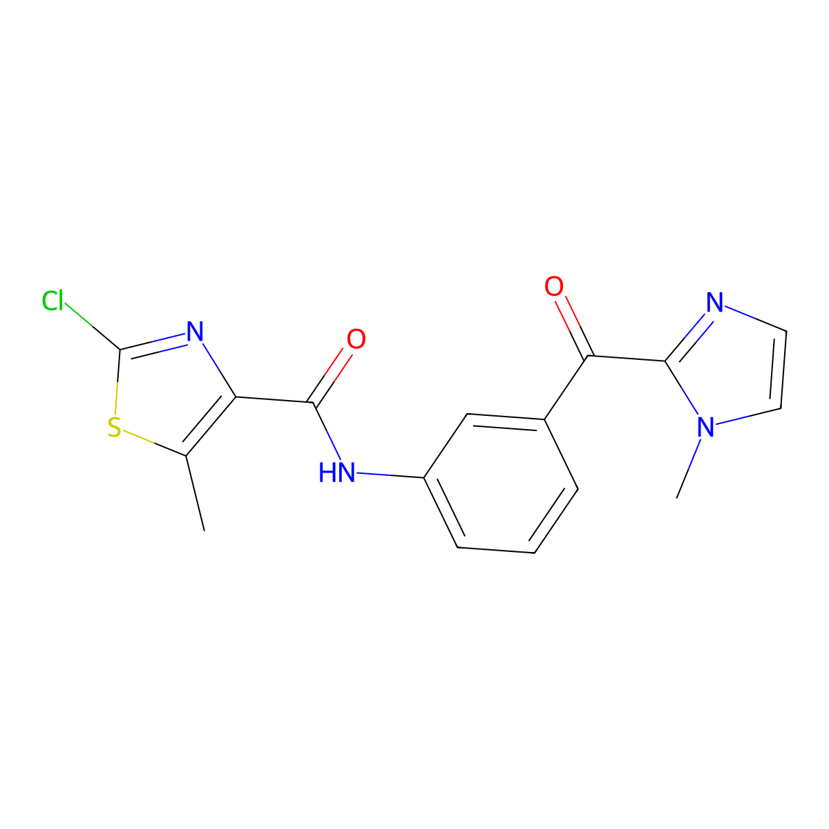 2-chloro-5-methyl-N-{3-[(1-methyl-1H-imidazol-2-yl)carbonyl]phenyl}-1,3-thiazole-4-carboxamide molecular structure, CAS 1574392-75-8