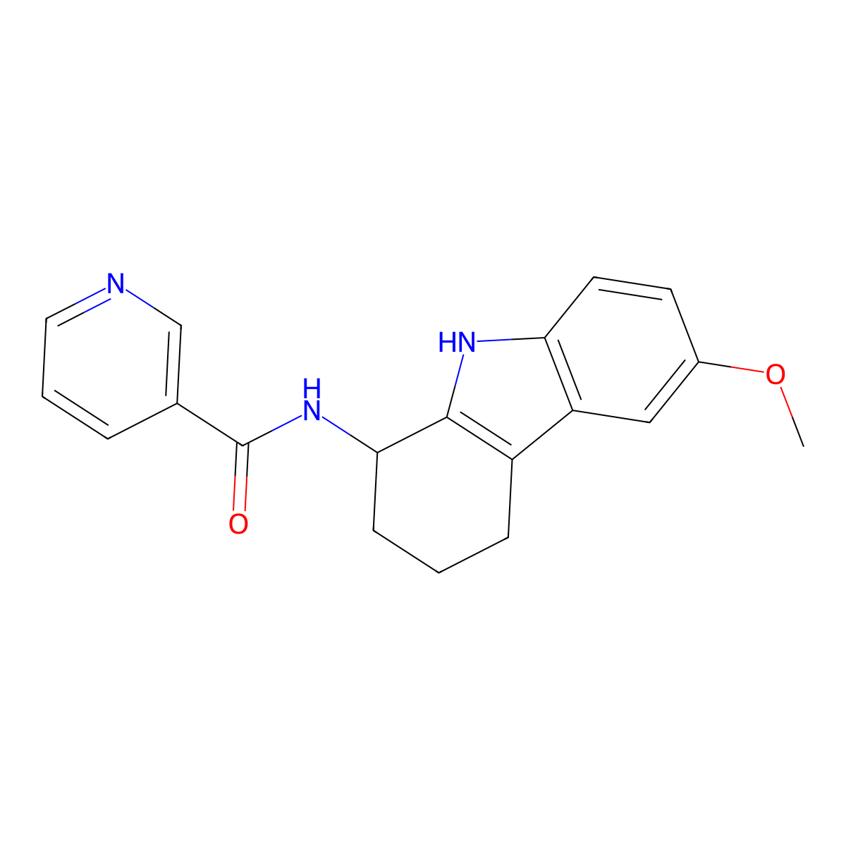 N-(6-methoxy-2,3,4,9-tetrahydro-1H-carbazol-1-yl)pyridine-3-carboxamide molecular structure, CAS 1574393-30-8
