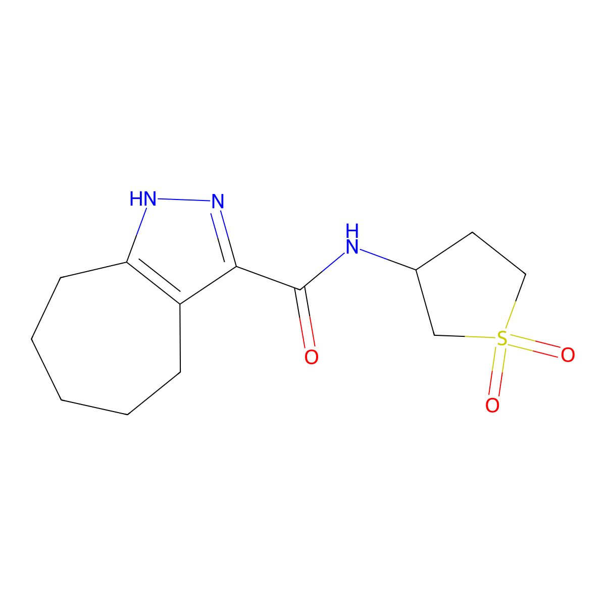 N-(1,1-dioxidotetrahydrothiophen-3-yl)-1,4,5,6,7,8-hexahydrocyclohepta[c]pyrazole-3-carboxamide molecular structure, CAS 1574393-43-3