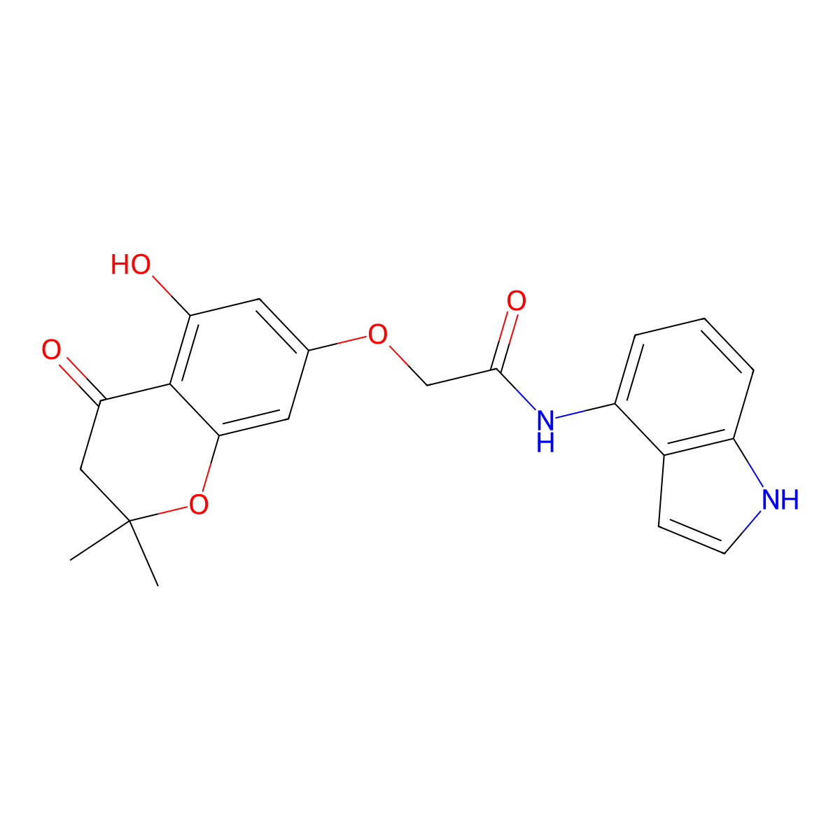 2-[(5-hydroxy-2,2-dimethyl-4-oxo-3,4-dihydro-2H-chromen-7-yl)oxy]-N-(1H-indol-4-yl)acetamide molecular structure, CAS 1574393-52-4