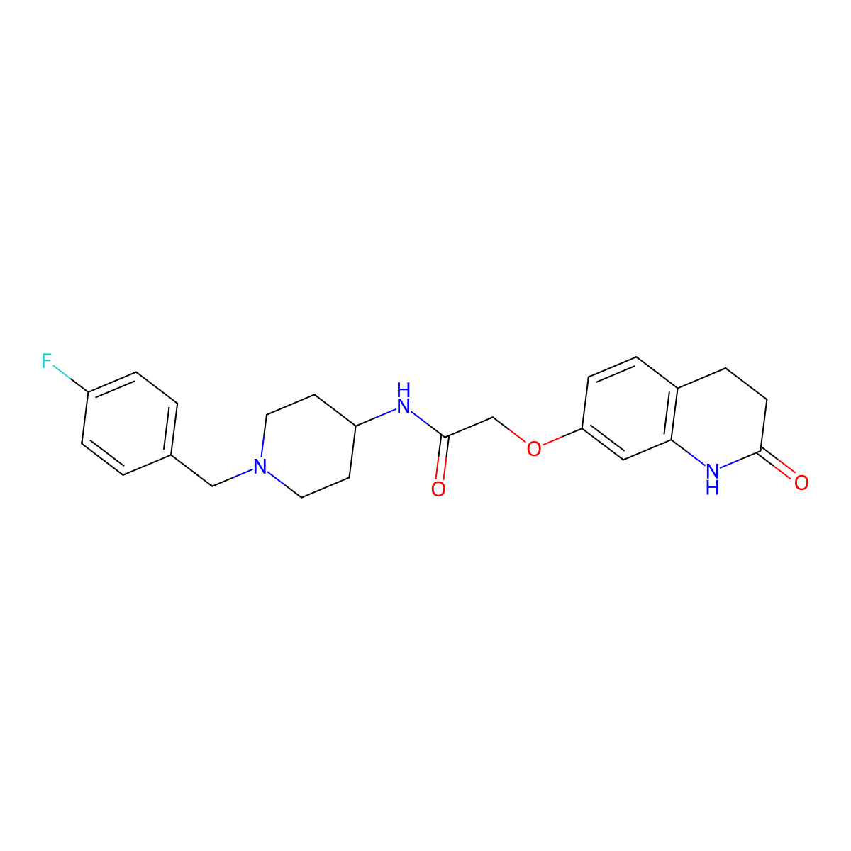 N-[1-(4-fluorobenzyl)piperidin-4-yl]-2-[(2-hydroxy-3,4-dihydroquinolin-7-yl)oxy]acetamide molecular structure, CAS 1574393-92-2