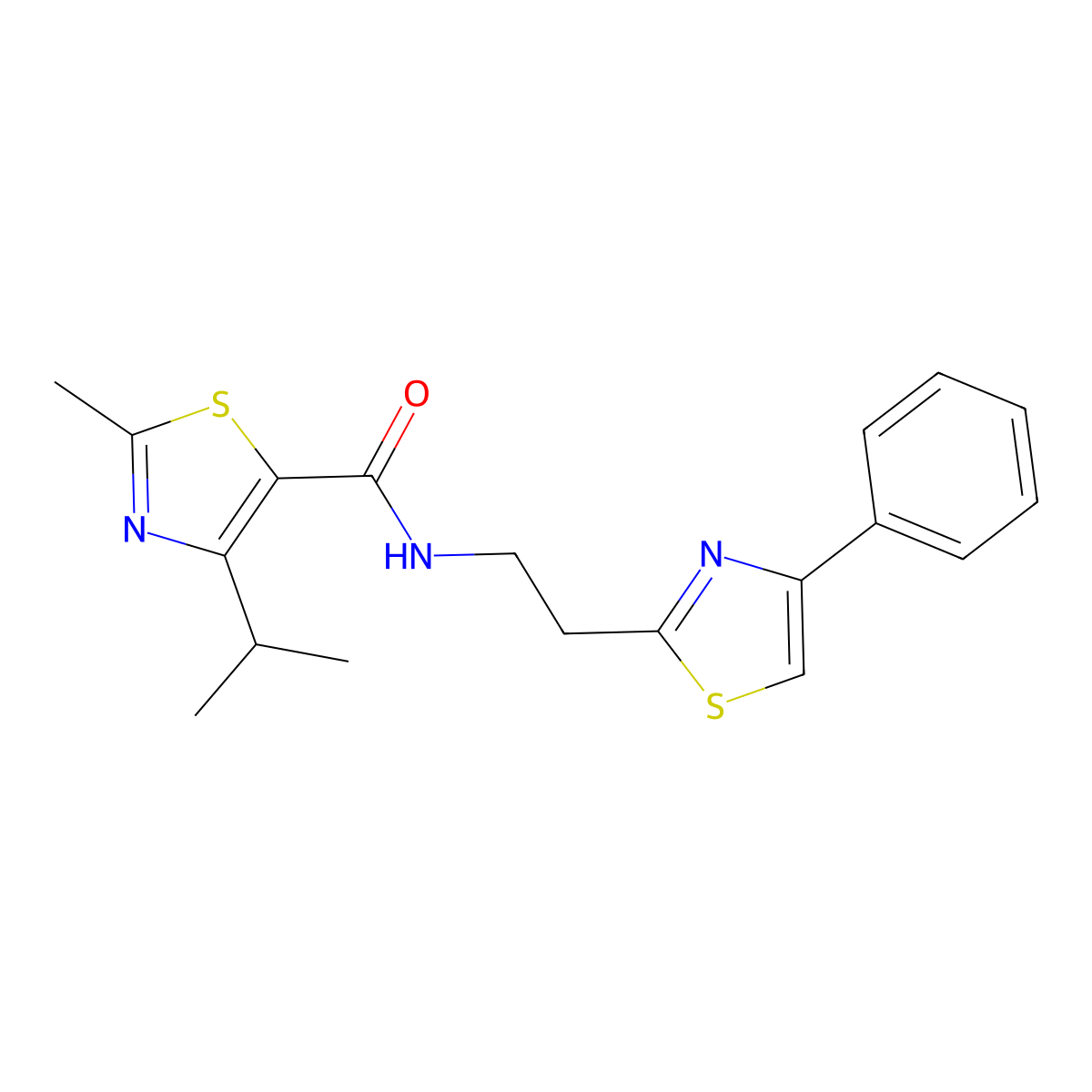 2-methyl-N-[2-(4-phenyl-1,3-thiazol-2-yl)ethyl]-4-(propan-2-yl)-1,3-thiazole-5-carboxamide molecular structure, CAS 1574394-15-2
