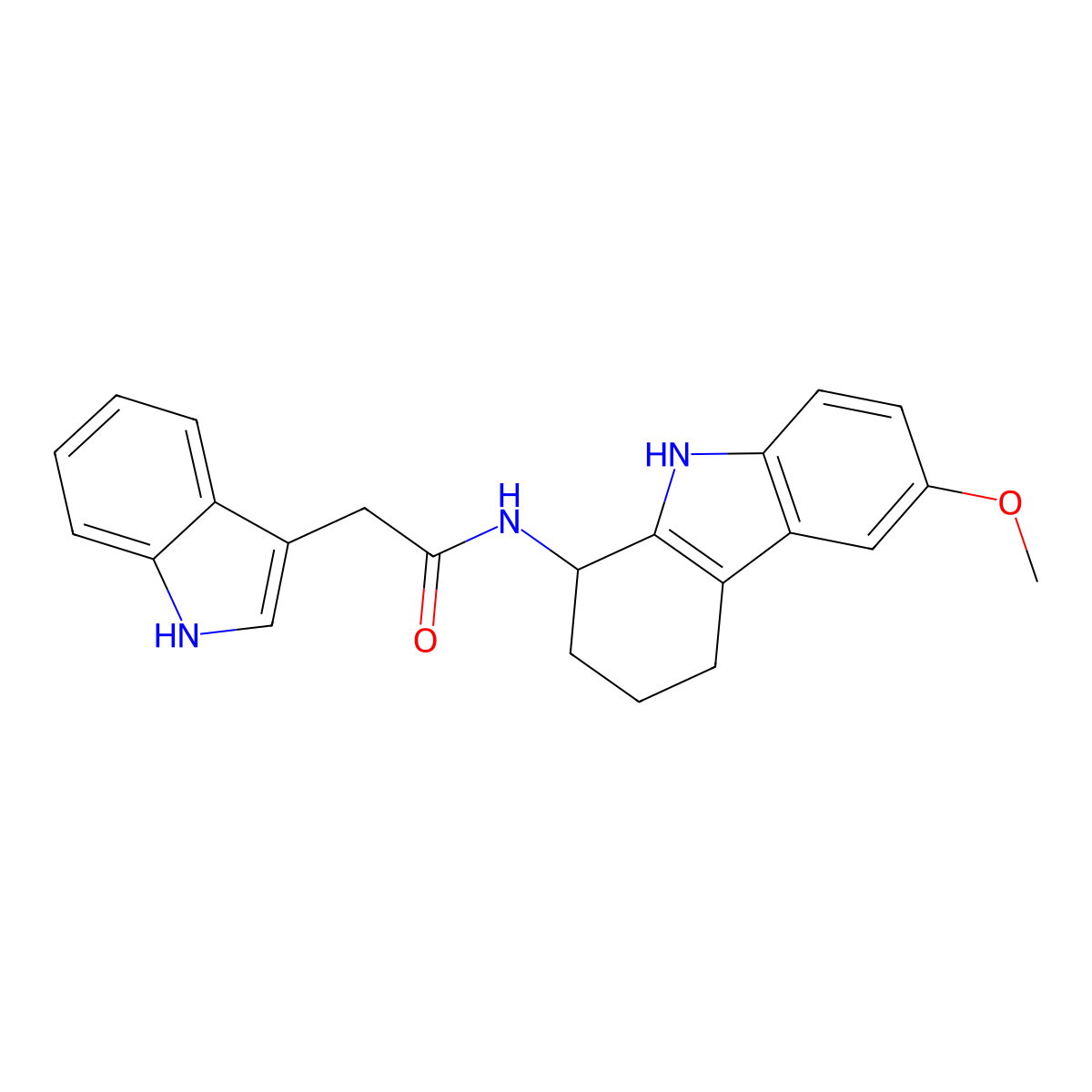 2-(1H-indol-3-yl)-N-(6-methoxy-2,3,4,9-tetrahydro-1H-carbazol-1-yl)acetamide molecular structure, CAS 1574394-29-8