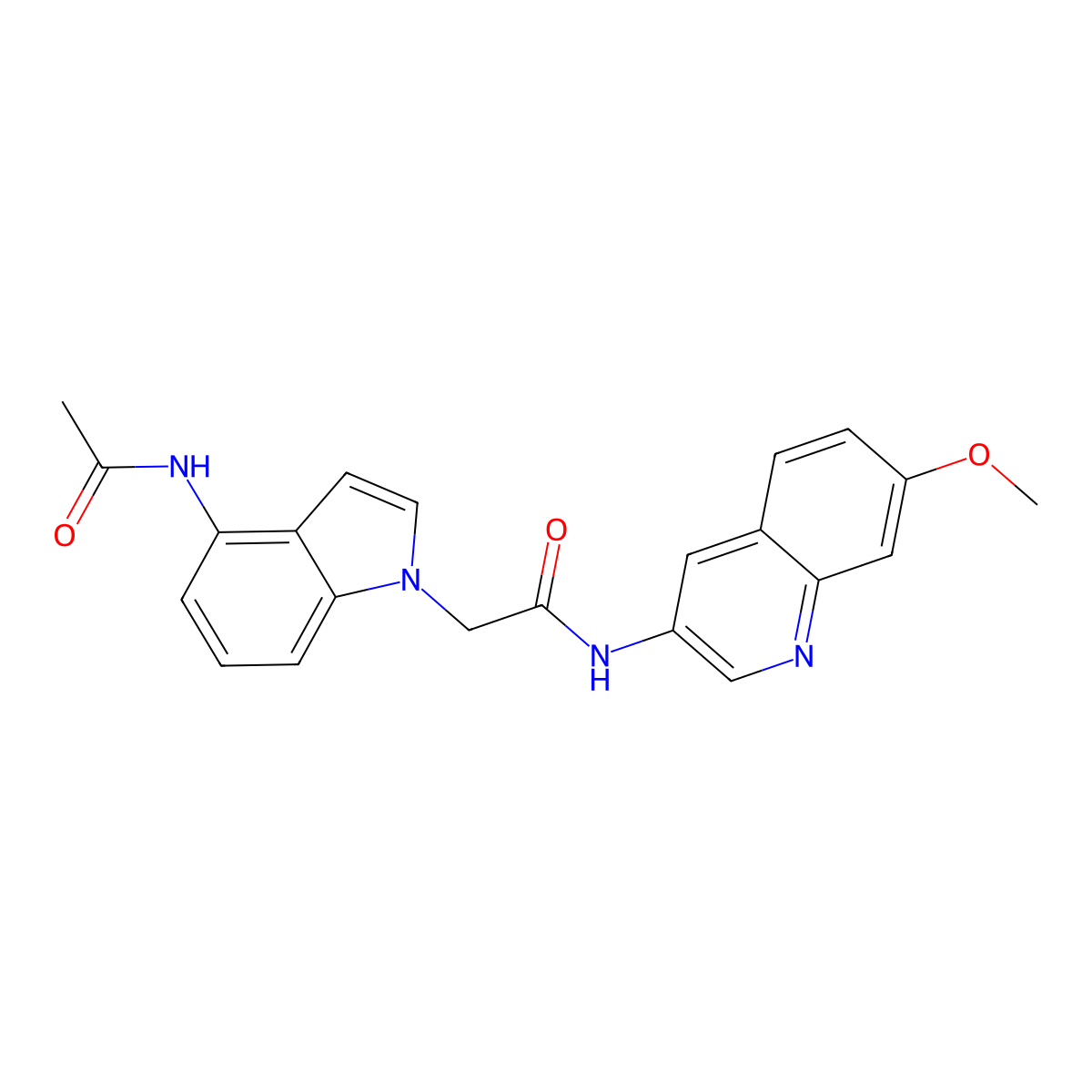 2-[4-(acetylamino)-1H-indol-1-yl]-N-(7-methoxyquinolin-3-yl)acetamide molecular structure, CAS 1574397-44-6