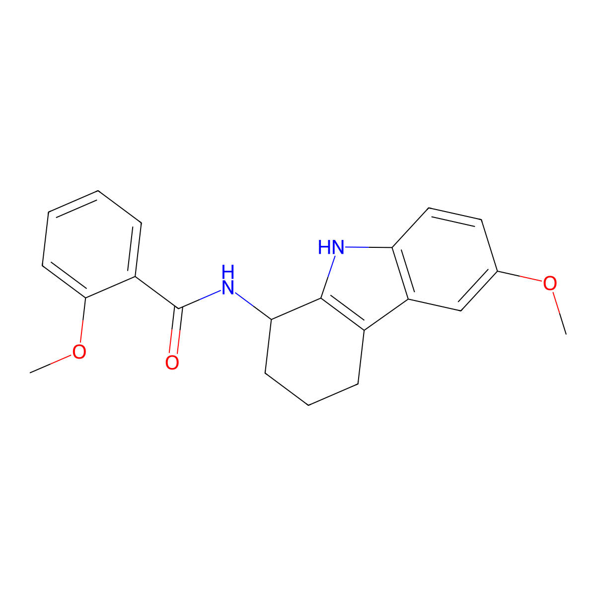 2-methoxy-N-(6-methoxy-2,3,4,9-tetrahydro-1H-carbazol-1-yl)benzamide molecular structure, CAS 1574397-51-5